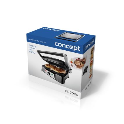 Concept ge2005 - Kontaktgrill 1500W/230V Edelstahl/schwarz
