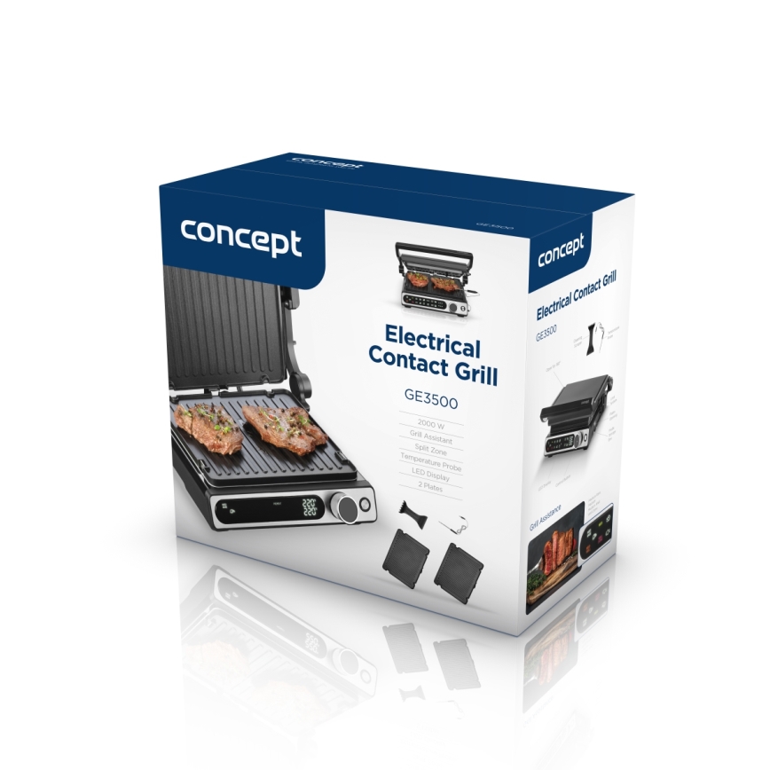 Concept ge3500 - Kontaktgrill mit Temperatursensor 2000W/230V schwarz