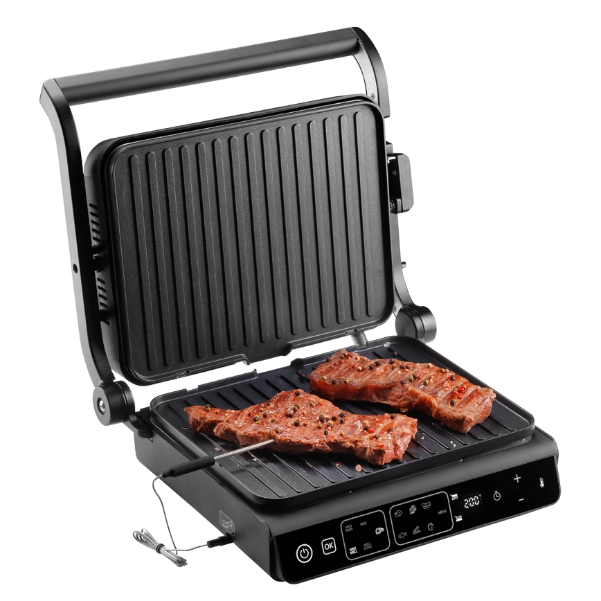 Concept ge3600 - Kontaktgrill mit Temperatursensor GLASS 2000W/230V schwarz