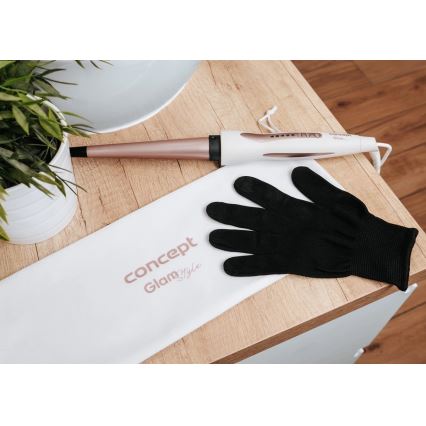 Concept KK2125 - Konischer Lockenstab GLAM STYLE 42W/230V weiß/roségold