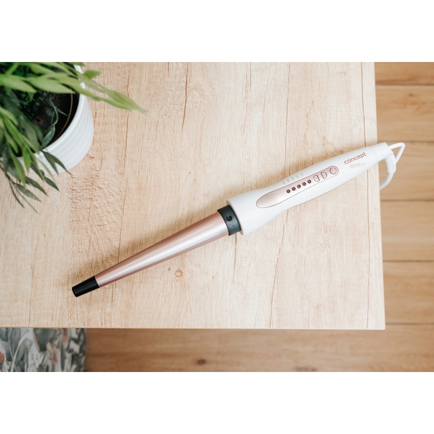 Concept KK2125 - Konischer Lockenstab GLAM STYLE 42W/230V weiß/roségold