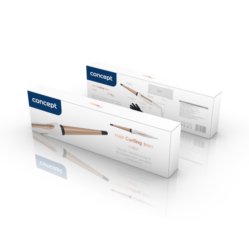 Concept KK2125 - Konischer Lockenstab GLAM STYLE 42W/230V weiß/roségold