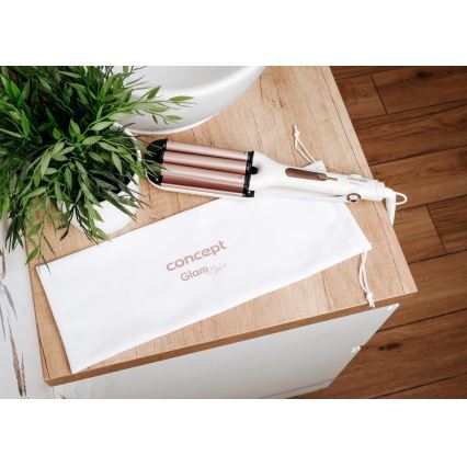 Concept KT2140 - Dreifach-Lockenstab GLAM STYLE 100W/230V weiß/roségold