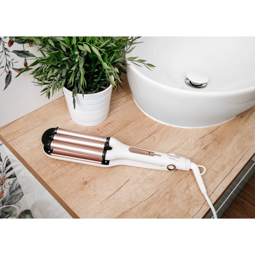 Concept KT2140 - Dreifach-Lockenstab GLAM STYLE 100W/230V weiß/roségold