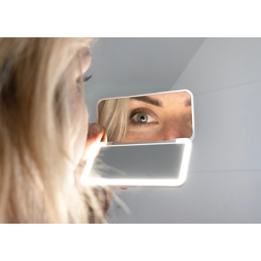 Concept KZ2010 - LED-Taschen-Kosmetikspiegel PERFECT SKIN LED/1,5 W/5 V 4500–5500 K 300 mAh weiß