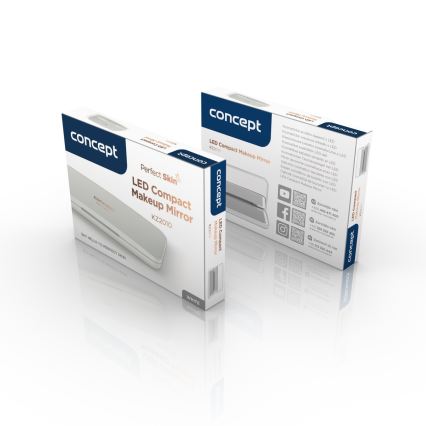 Concept KZ2010 - LED-Taschen-Kosmetikspiegel PERFECT SKIN LED/1,5 W/5 V 4500–5500 K 300 mAh weiß