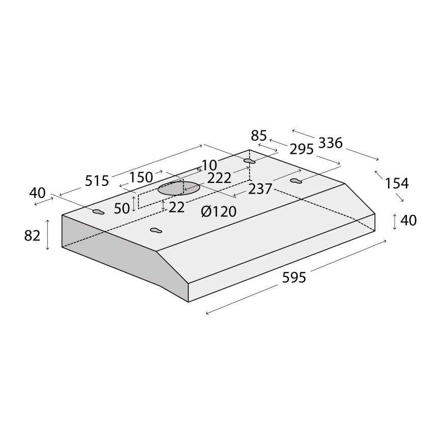 Concept OPP1260wh - Unterbau-Dunstabzugshaube 59,5 cm weiß