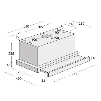 Concept OPV3860bc - 60 cm Teleskop-Dunstabzugshaube, schwarz
