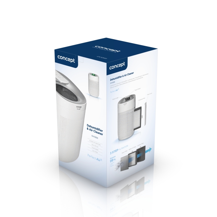 Concept OV1200 - Luftentfeuchter und Luftreiniger PERFECT AIR 1 l 45W/230V weiß