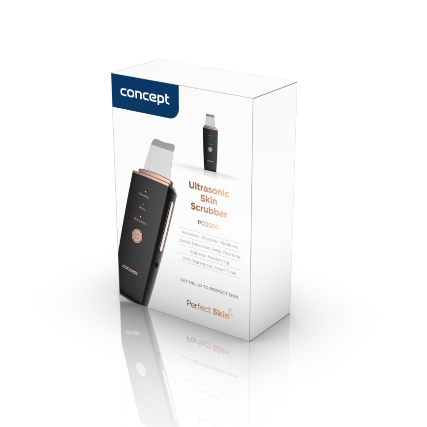 Concept PO2060 - Kosmetik-Ultraschallspatel PERFECT SKIN 3,5W/5V USB 500 mAh IPX6 schwarz