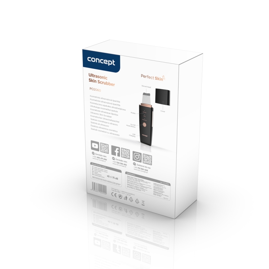 Concept PO2060 - Kosmetik-Ultraschallspatel PERFECT SKIN 3,5W/5V USB 500 mAh IPX6 schwarz