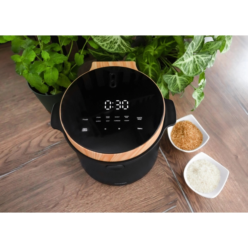 Concept RE4040 - Digitaler Reiskocher 2-in-1 450W/230V 2 l schwarz/Holzdekor
