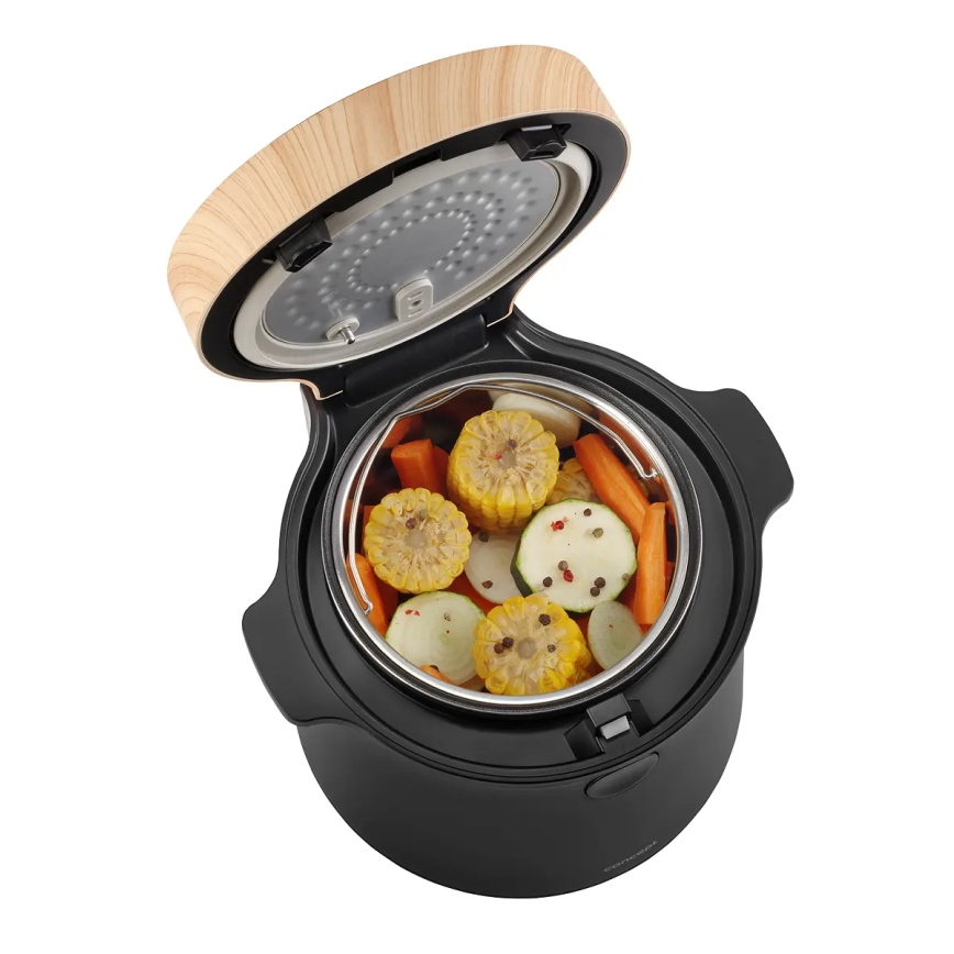 Concept RE4040 - Digitaler Reiskocher 2-in-1 450W/230V 2 l schwarz/Holzdekor