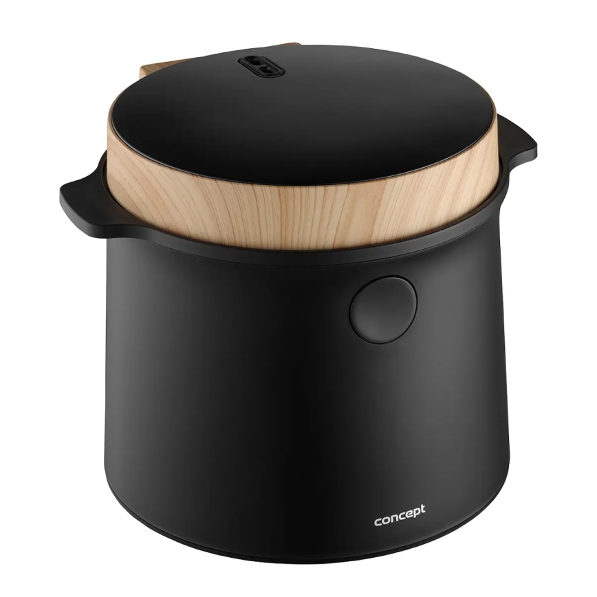 Concept RE4040 - Digitaler Reiskocher 2-in-1 450W/230V 2 l schwarz/Holzdekor