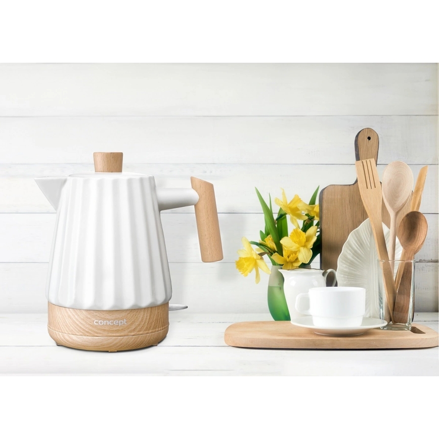 Concept RK0090 - Wasserkocher 1,5 l 1500 W/230 V weiß/Holzdekor/Keramik