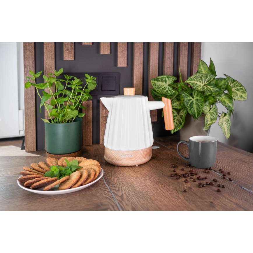 Concept RK0090 - Wasserkocher 1,5 l 1500 W/230 V weiß/Holzdekor/Keramik