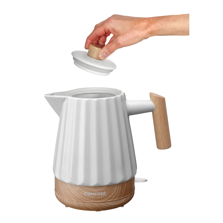 Concept RK0090 - Wasserkocher 1,5 l 1500 W/230 V weiß/Holzdekor/Keramik