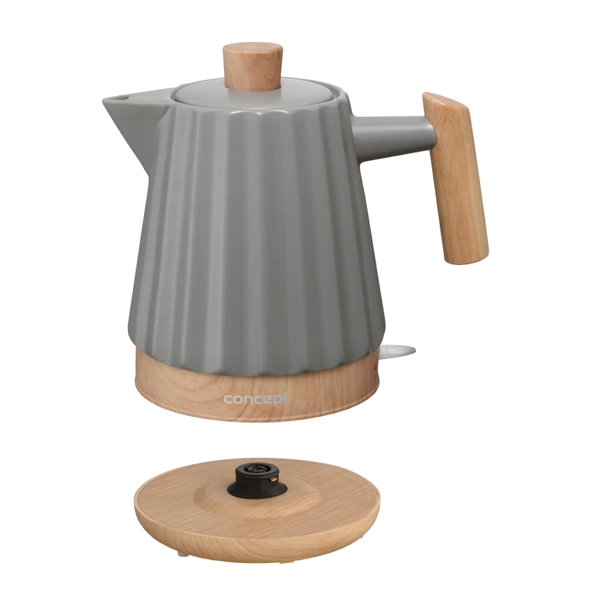 Concept RK0092 - Wasserkocher 1,5 l, 1500 W/230 V, dunkelgrau/Holzdekor/Keramik