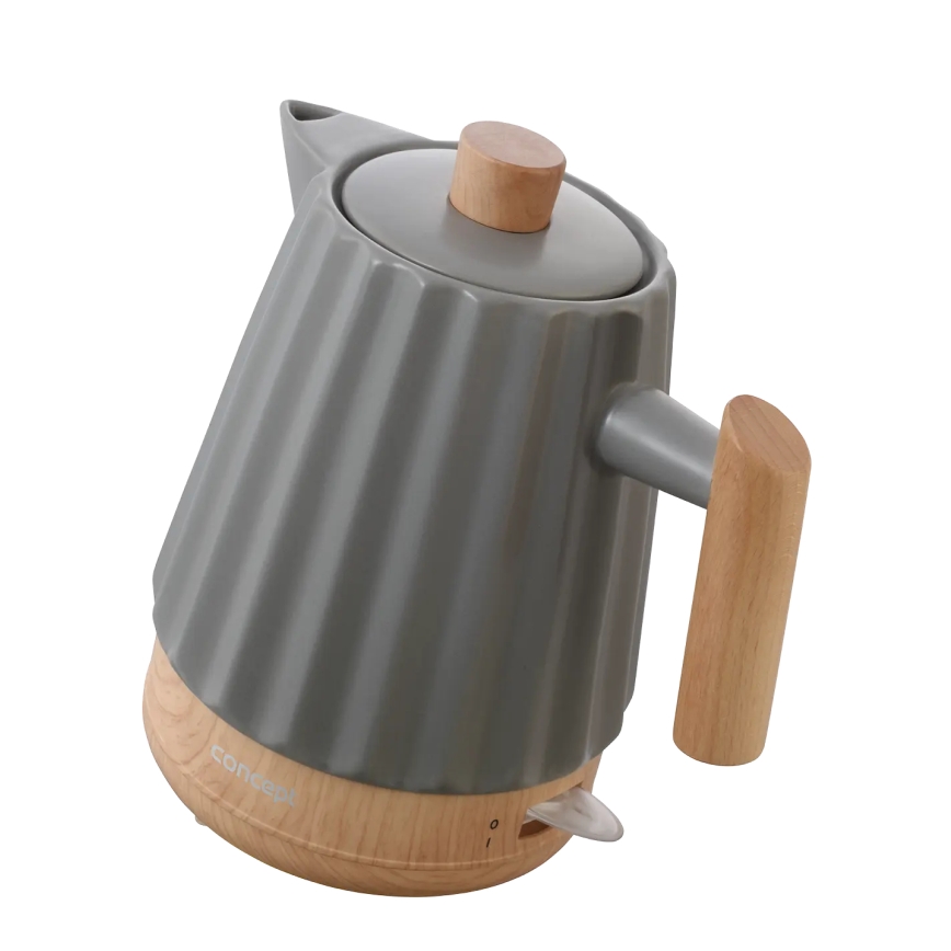 Concept RK0092 - Wasserkocher 1,5 l, 1500 W/230 V, dunkelgrau/Holzdekor/Keramik