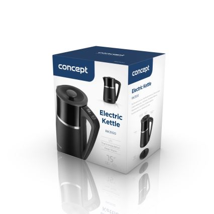 Concept RK3100 - Elektrischer Wasserkocher mit Temperaturregelung 1,7 l 2200 W/230 V schwarz