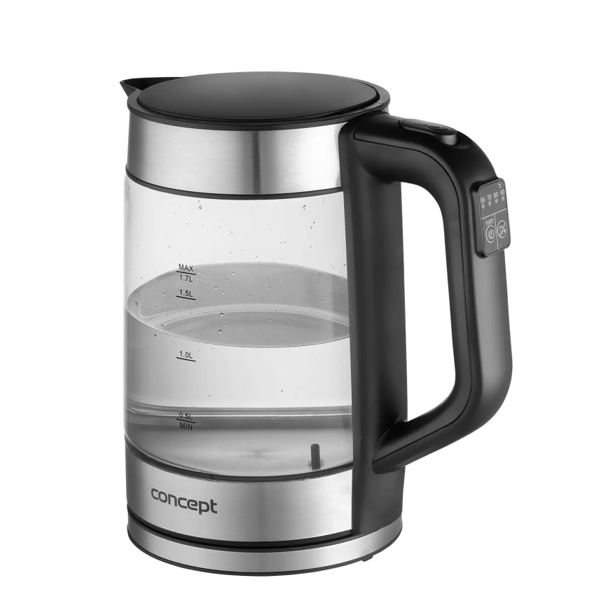 Concept RK4067 - Schnellkochender Wasserkocher mit Temperaturregelung 1,7 l 2200W/230V Edelstahl