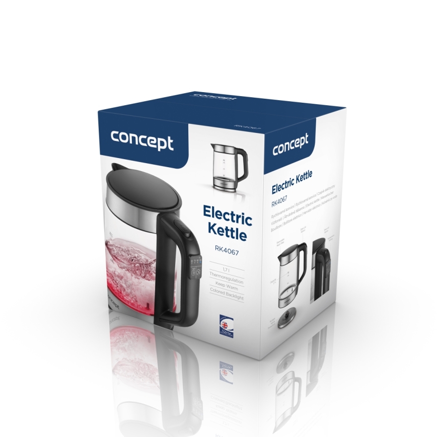 Concept RK4067 - Schnellkochender Wasserkocher mit Temperaturregelung 1,7 l 2200W/230V Edelstahl