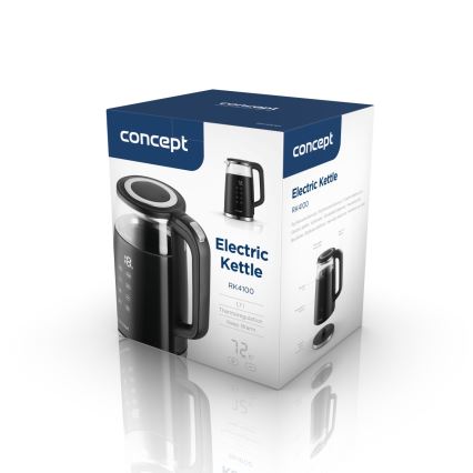 Concept RK4100 - Schnellkochender Wasserkocher mit Temperaturregelung, 1,7 l, 2200 W/230 V, schwarz
