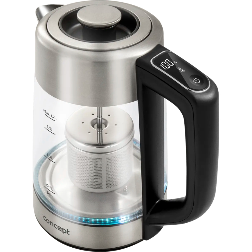 Concept RK4190 - Wasserkocher mit Temperaturregelung und Sieb 1,7 l 2200W/230V Edelstahl