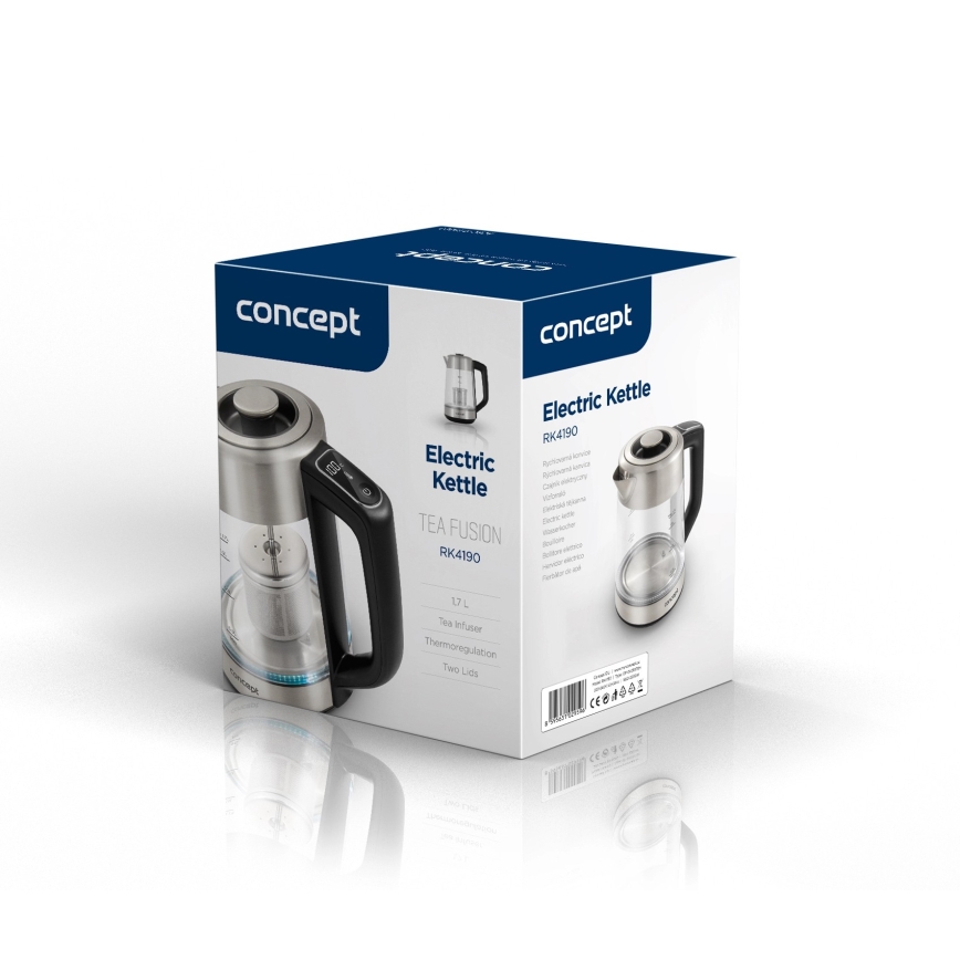 Concept RK4190 - Wasserkocher mit Temperaturregelung und Sieb 1,7 l 2200W/230V Edelstahl