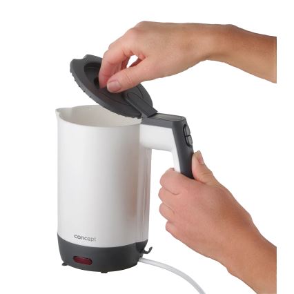 Concept RK7030 - Reise-Wasserkocher 0,5 l 1080W/230V grau/weiß + 2 Tassen