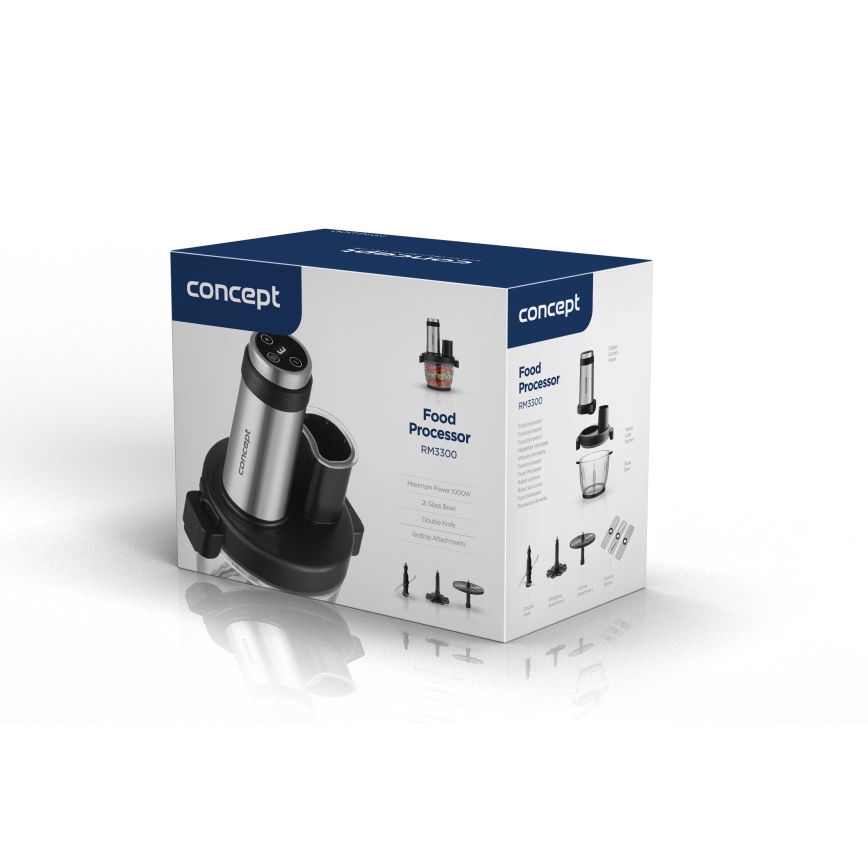 Concept RM3300 - Küchenmaschine mit Reibe 1000W/230V schwarz/Edelstahl