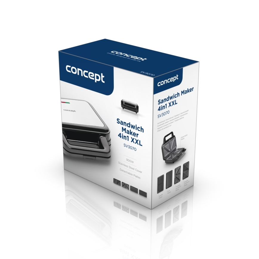 Concept SV3070 - XXL 4-in-1 Toaster 900W/230V Schwarz/Edelstahl