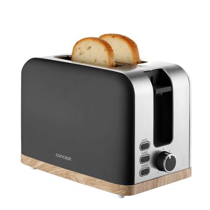 Concept TE2016 - Toaster mit zwei Schlitzen und Brötchenaufsatz 930W/230V schwarz