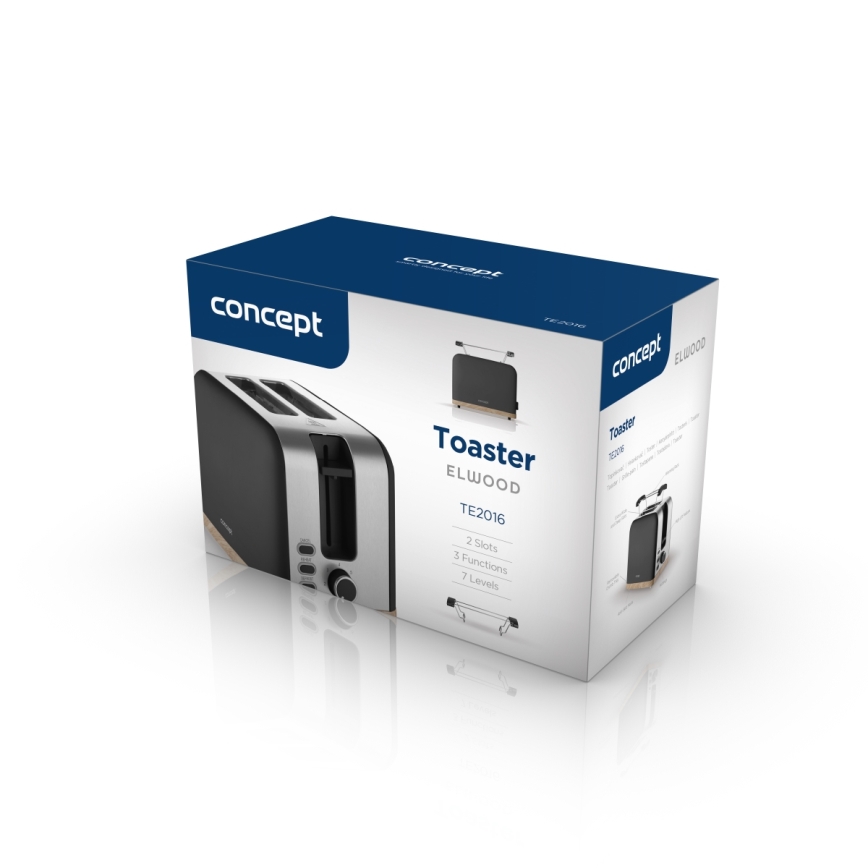 Concept TE2016 - Toaster mit zwei Schlitzen und Brötchenaufsatz 930W/230V schwarz