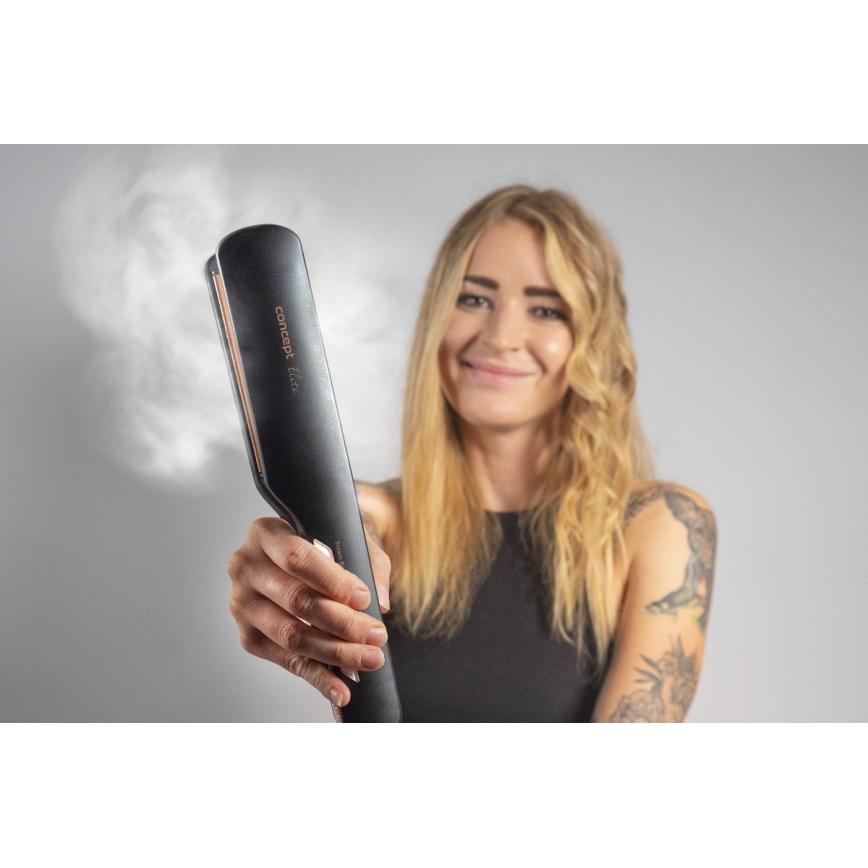 Concept VZ6010 - Dampf-Haarglätter mit LED-Anzeige ELITE STEAM BOOST 54W/230V schwarz