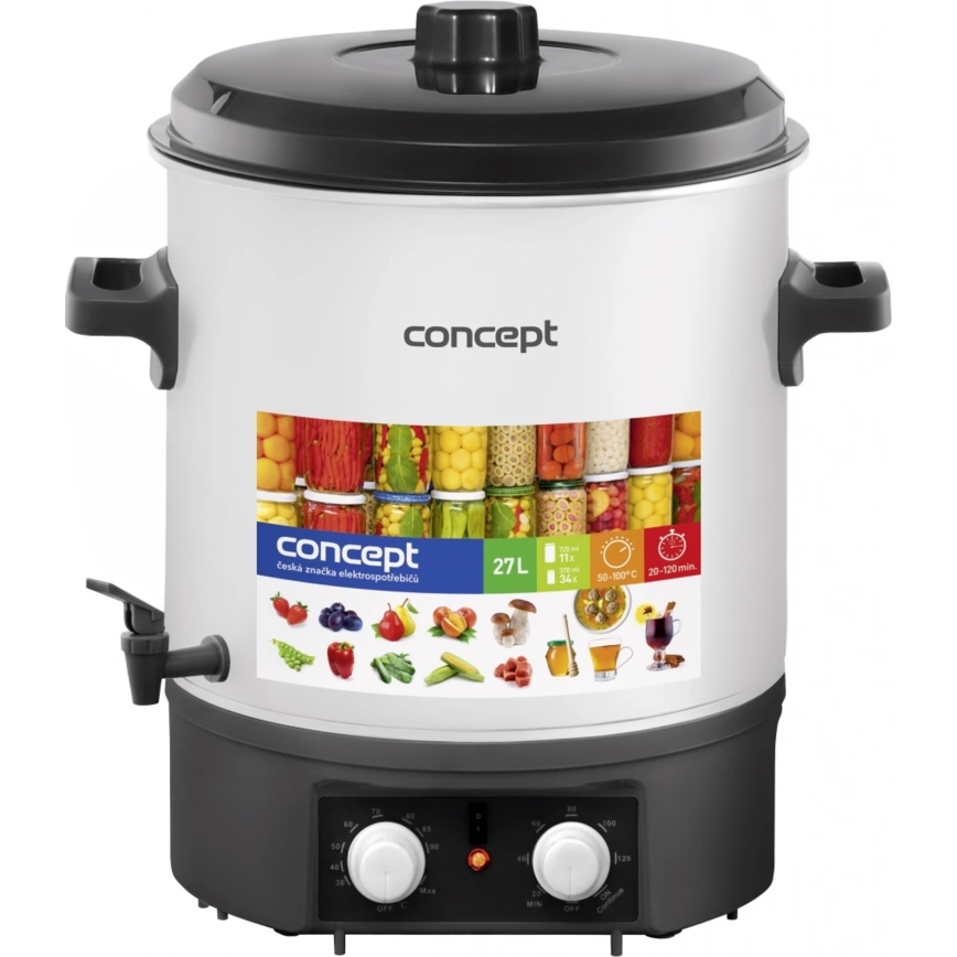 Concept ZH0030 - Einkochtopf 27 l 2000W/230V weiß/schwarz