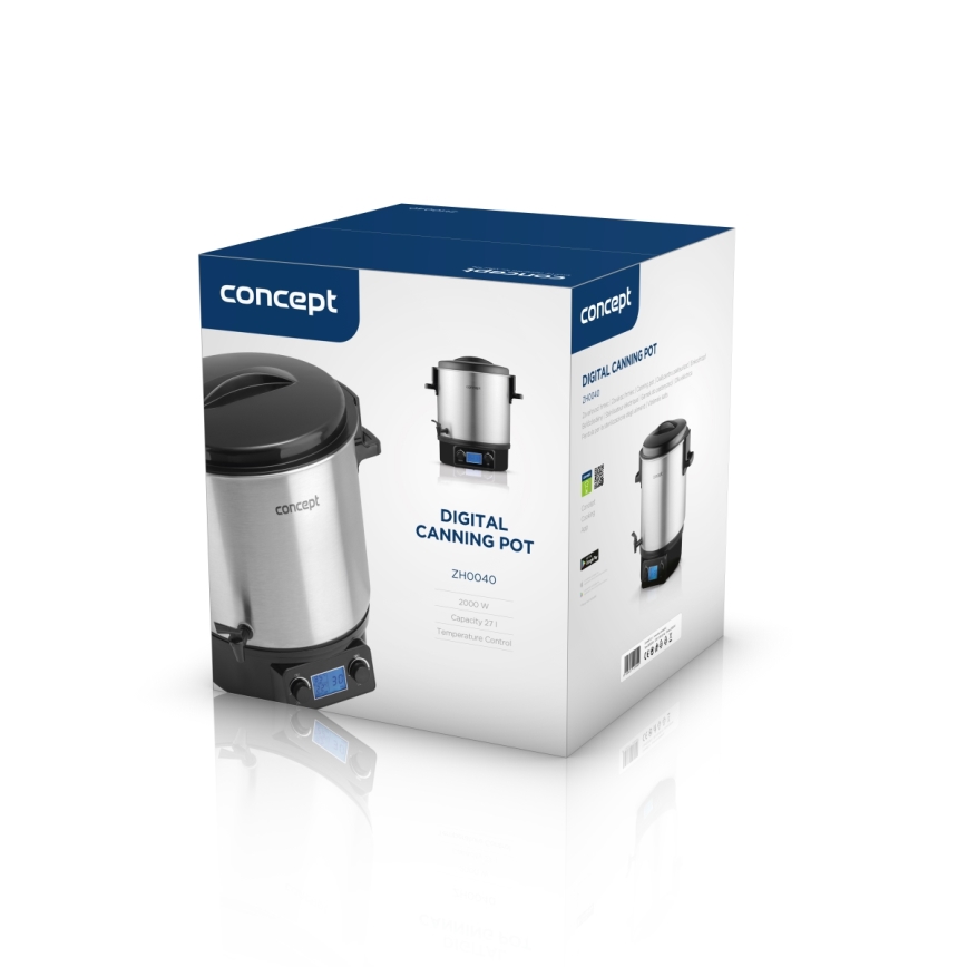 Concept ZH0040 - Einkochtopf 27 l 2000W/230V Edelstahl/schwarz