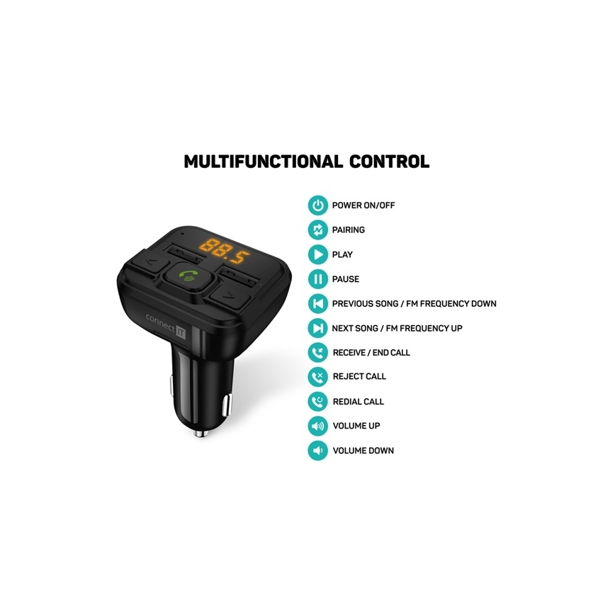 CONNECT IT CCC-8600-BK - Auto-FM-Transmitter mit Freisprechfunktion schwarz