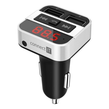 CONNECT IT CCC-8800-SL - Auto-FM-Transmitter mit Freisprechfunktion schwarz/silbern