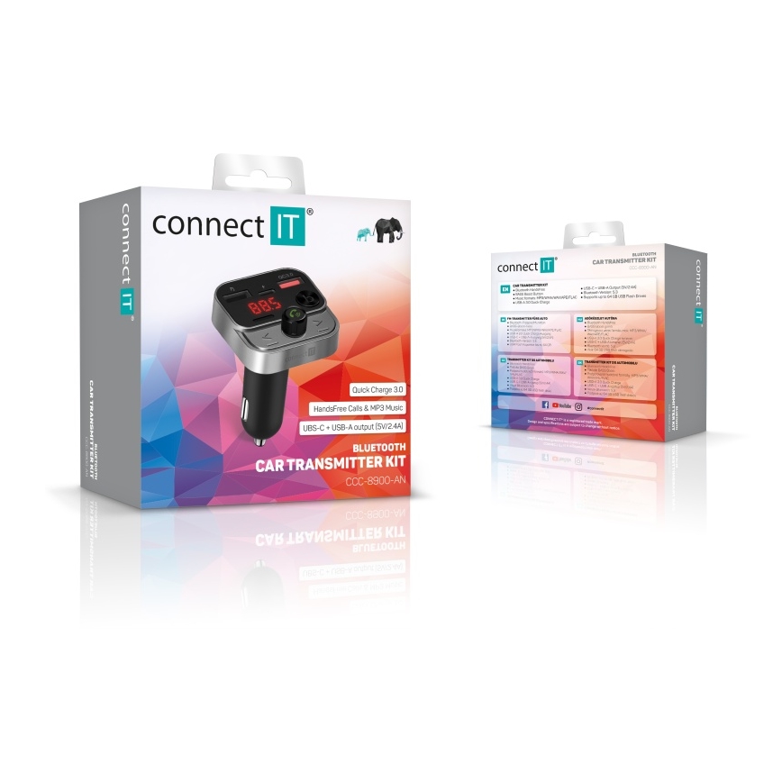 CONNECT IT CCC-8900-AN - Auto-FM-Transmitter mit Freisprechfunktion schwarz/silbern