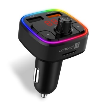 CONNECT IT CCC-9090-BK - LED RGB Auto-FM-Transmitter mit Freisprechfunktion schwarz