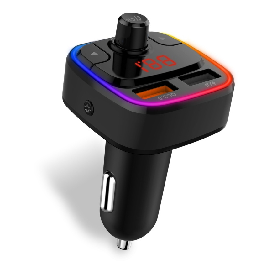 CONNECT IT CCC-9090-BK - LED RGB Auto-FM-Transmitter mit Freisprechfunktion schwarz