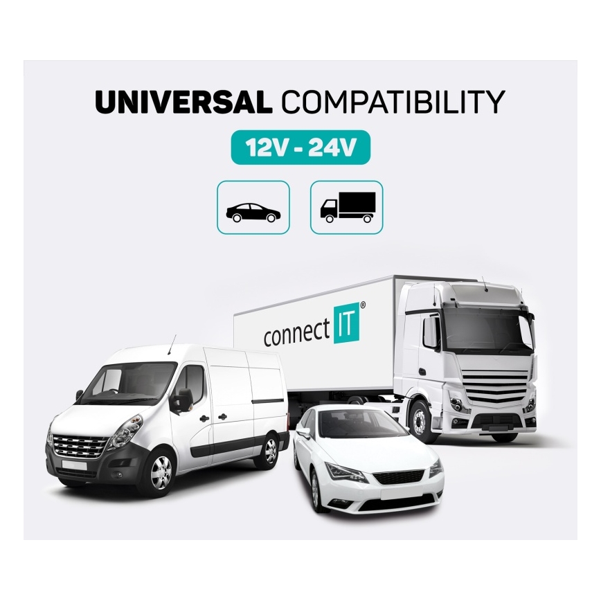 CONNECT IT CCC-9090-SL - LED RGB Auto-FM-Transmitter mit Freisprechfunktion schwarz/silbern