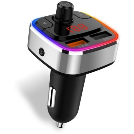 CONNECT IT CCC-9090-SL - LED RGB Auto-FM-Transmitter mit Freisprechfunktion schwarz/silbern