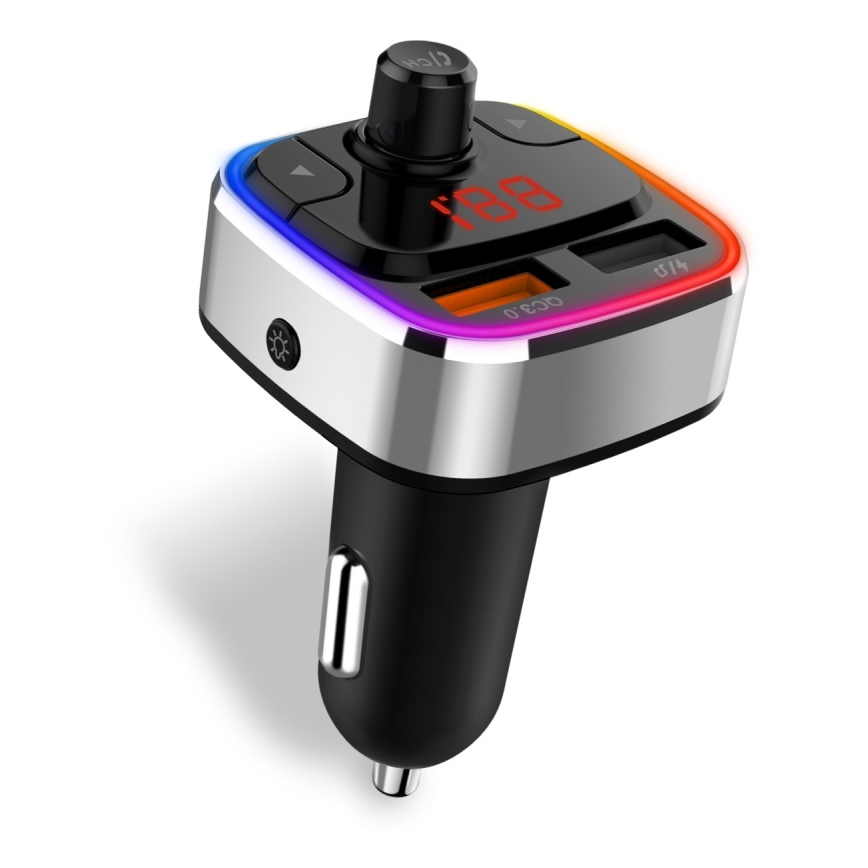 CONNECT IT CCC-9090-SL - LED RGB Auto-FM-Transmitter mit Freisprechfunktion schwarz/silbern