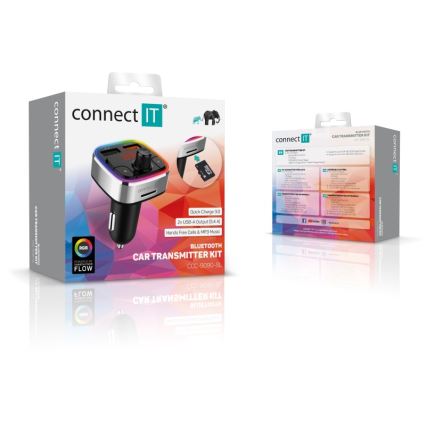 CONNECT IT CCC-9090-SL - LED RGB Auto-FM-Transmitter mit Freisprechfunktion schwarz/silbern