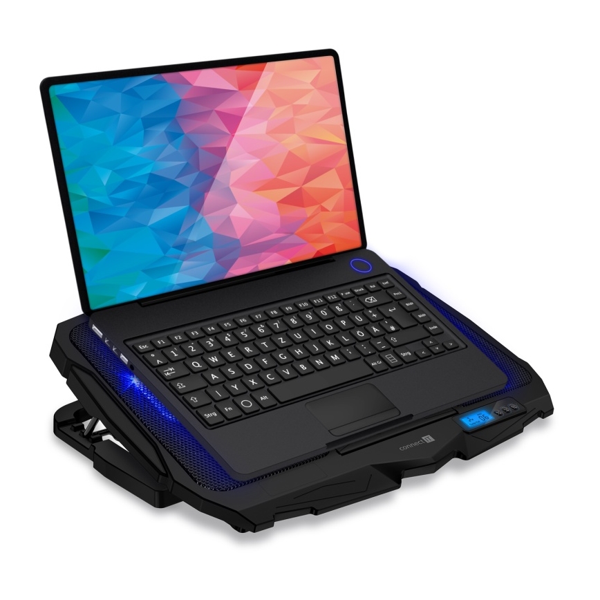 CONNECT IT CCP-2200-BK - Kühlpad für Laptop 4x Ventilator 2xUSB schwarz//blau