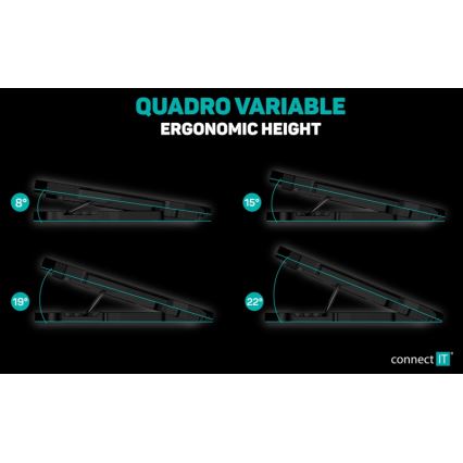 CONNECT IT CCP-2200-BK - Kühlpad für Laptop 4x Ventilator 2xUSB schwarz//blau