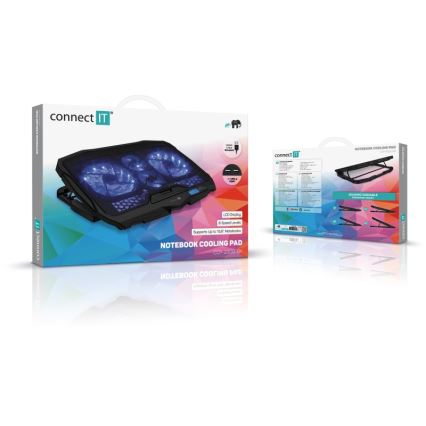 CONNECT IT CCP-2200-BK - Kühlpad für Laptop 4x Ventilator 2xUSB schwarz//blau