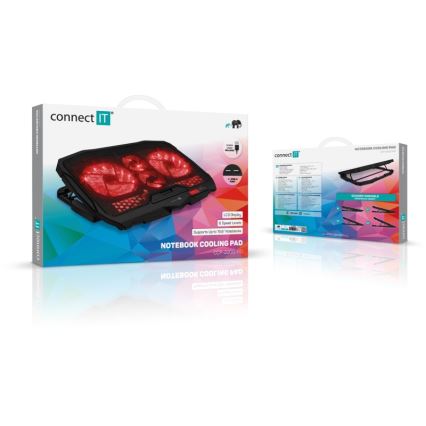 CONNECT IT CCP-2200-RD - Kühlpad für Laptop 4x Lüfter 2xUSB schwarz/rot